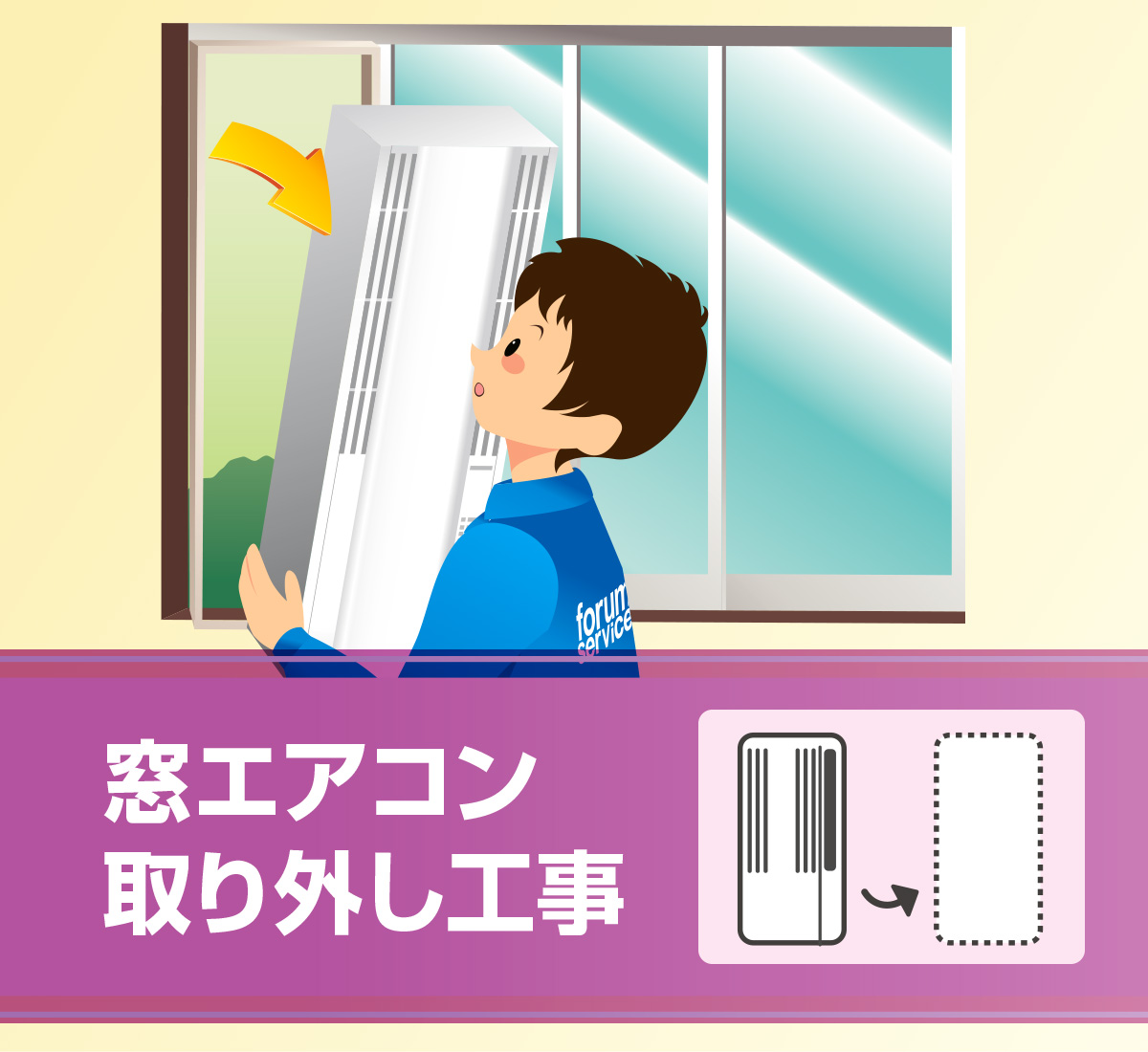 窓エアコン取り外し工事