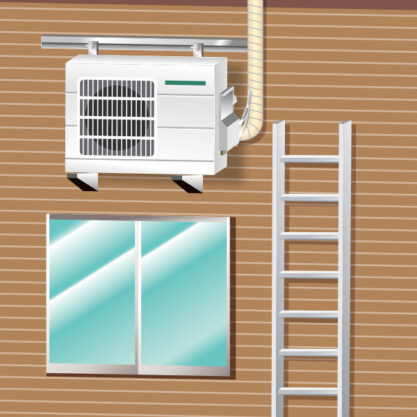 3ハシゴで室外機を2m以上の高さに上げる必要がある場合