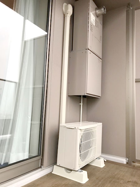 室外機　ベランダ置き　室外化粧カバーあり：三菱　霧ヶ峰　MSZ-GV2219