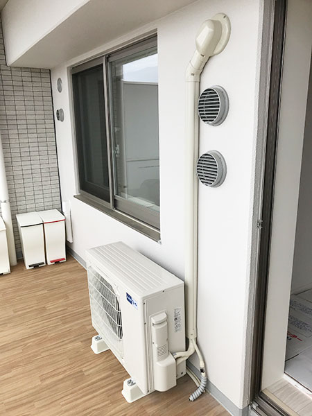 室外機　ベランダ置き　室外化粧カバーあり：三菱　霧ヶ峰　MSZ-ZW4020S