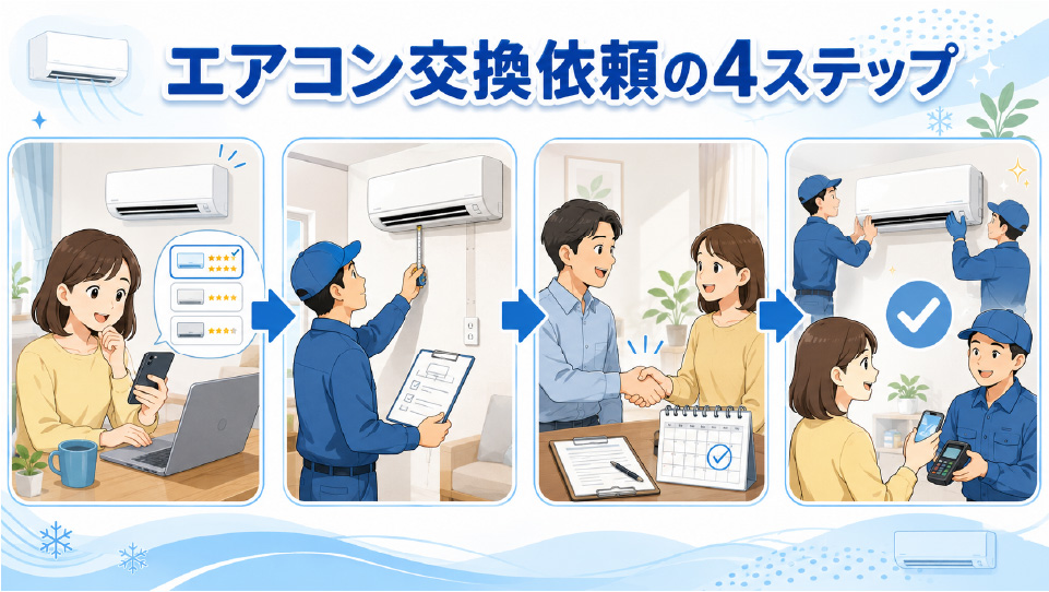 エアコン交換依頼の4ステップのイメージ画像