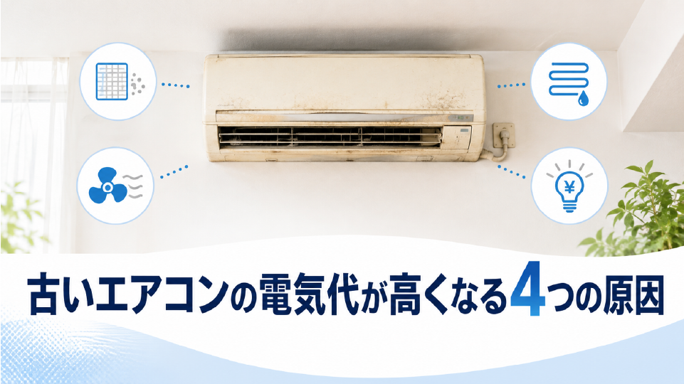 古いエアコンの電気代が高くなる4つの原因、のイメージ画像