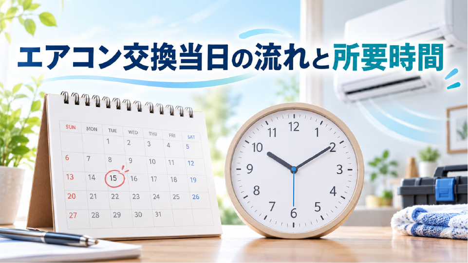 エアコン交換当日の流れと所要時間、のイメージ画像